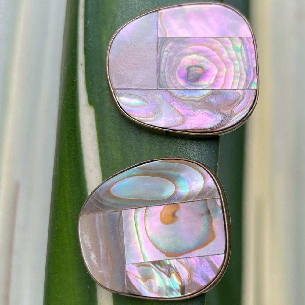 Abalone vintage clip earrings - Picture 2 of 6